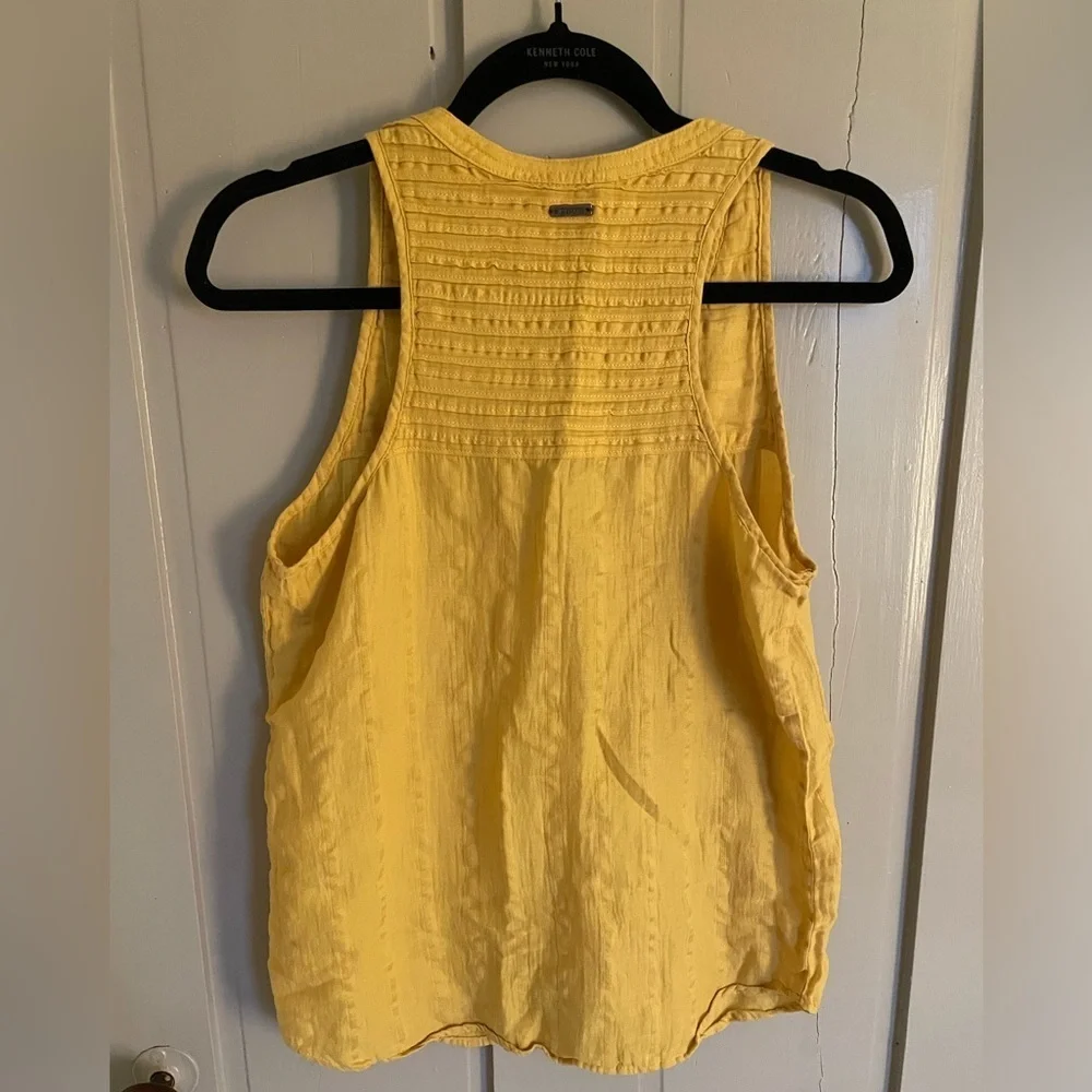 PrAna Yellow Button Up Tank Top Vest Light Flowy Summer Tunic Organic Cotton